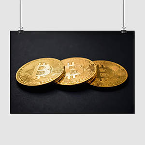 Плакат "Біткоїн, криптовалюта, Cryptocurrency", 40×60см
