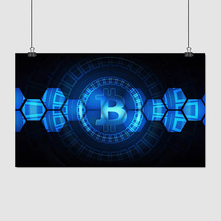 Плакат "Біткоїн, криптовалюта, Cryptocurrency", 36×60см, фото 1