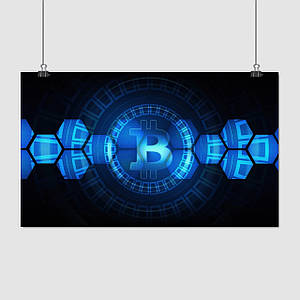 Плакат "Біткоїн, криптовалюта, Cryptocurrency", 36×60см