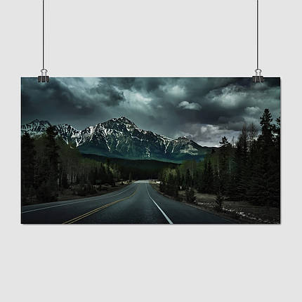 Плакат "Вечірня траса серед гір та лісу", 34×60см, фото 1