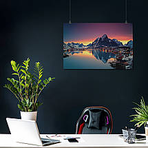 Плакат "Скандинавське селище та відбиття гори у воді", 40×60см, фото 3