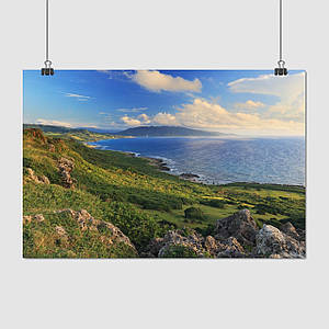 Плакат "Гористе узбережжя, Тайвань, океан", 40×60см