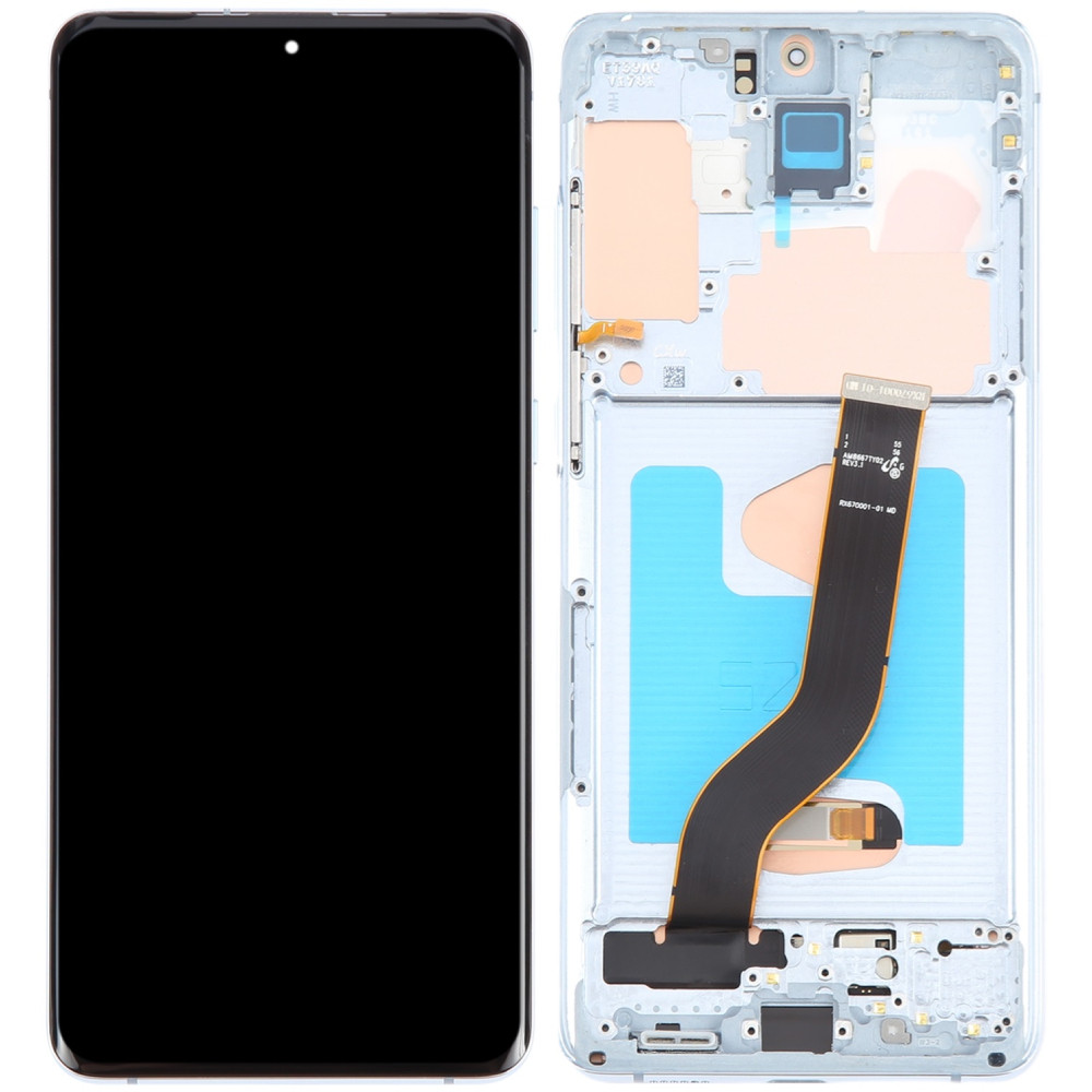 Дисплей Samsung G985 Galaxy S20+ /G986 чорний, OLED, з рамкою блакитного кольору, Cloud Blue, фото 1