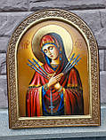 Канонічна ікона від ворогів. Ікона писана Семістрельна Пресвята Богородиця 35*25 см, фото 2