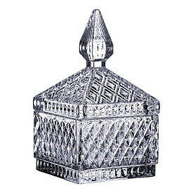 Цукерниця скляна з кришкою 8.5х8.5х15 см квадратна