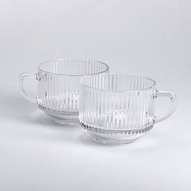 Набір чашок прозорих скляних 450 мл для гарячих напоїв 2 шт