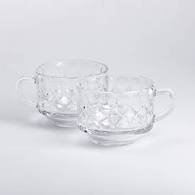 Набір чашок 2 шт зі скла 450 мл чашки для чаю та кави прозорі