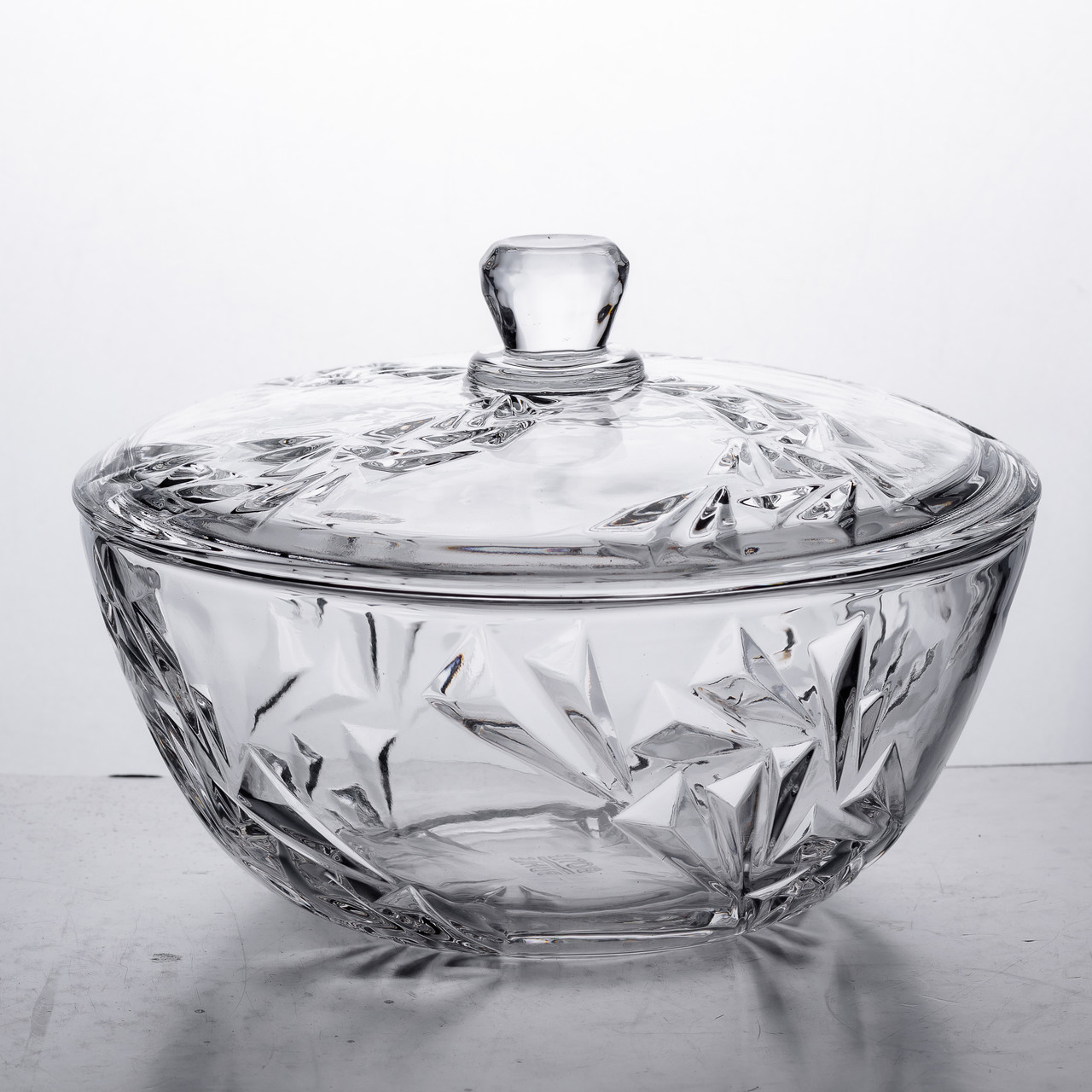 Салатниця скляна з кришкою 24 см під кришталь, фото 1