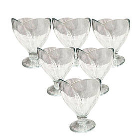 Набір креманок на ніжці 6 шт креманки скляні для десертів, морозива, желе набір 180 мл