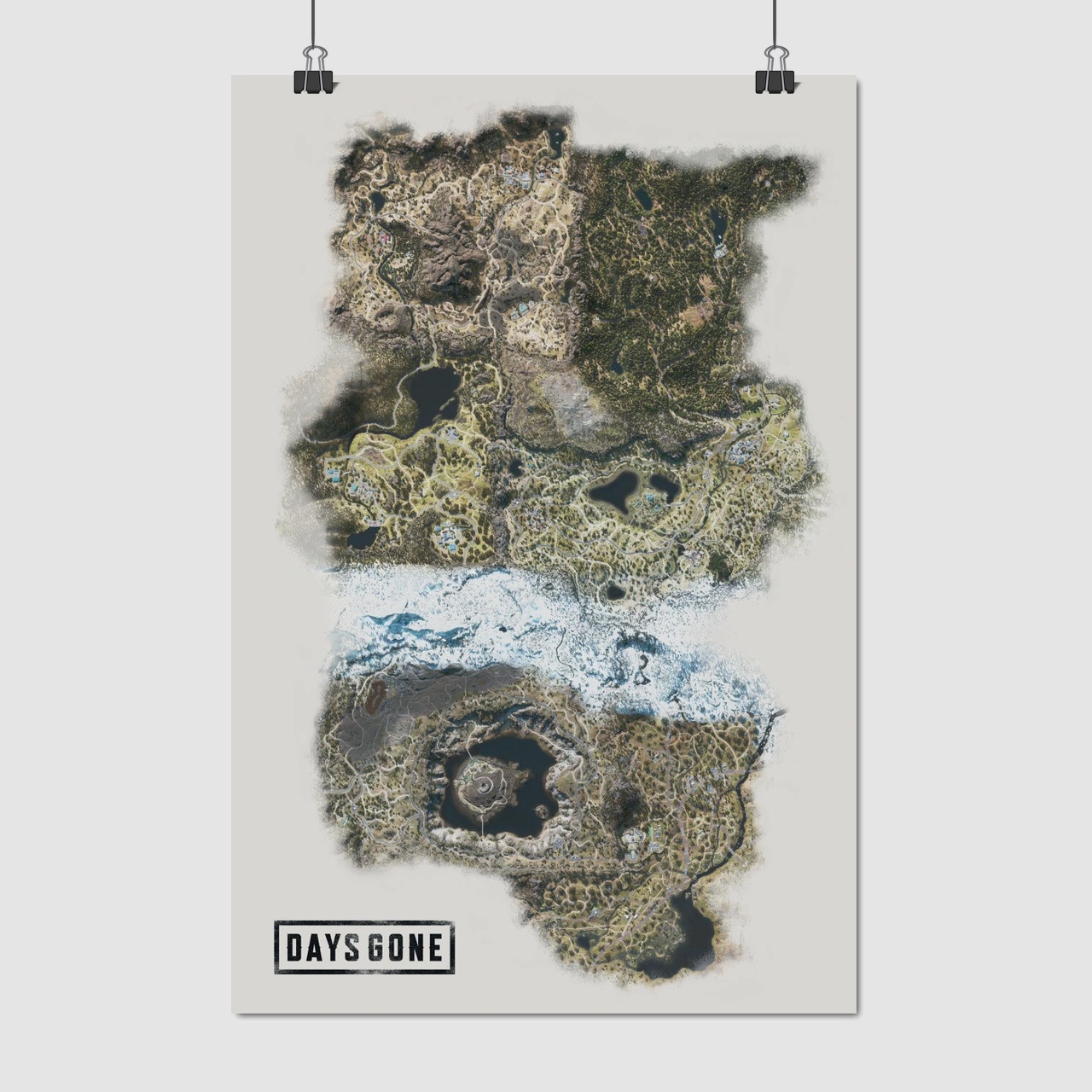 Плакат "Карта ігрового всесвіту, Days Gone", 60×40см