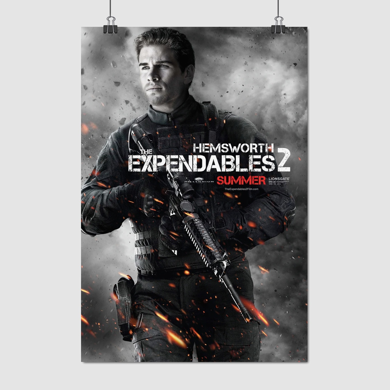 Плакат "Нестримні 2, Ліам Гемсворт, The Expendables 2 (2012)", 60×41см