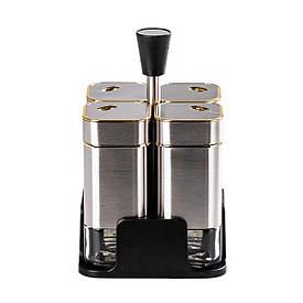 Набір ємностей для спецій 4 шт на підставці 120 мл Хром