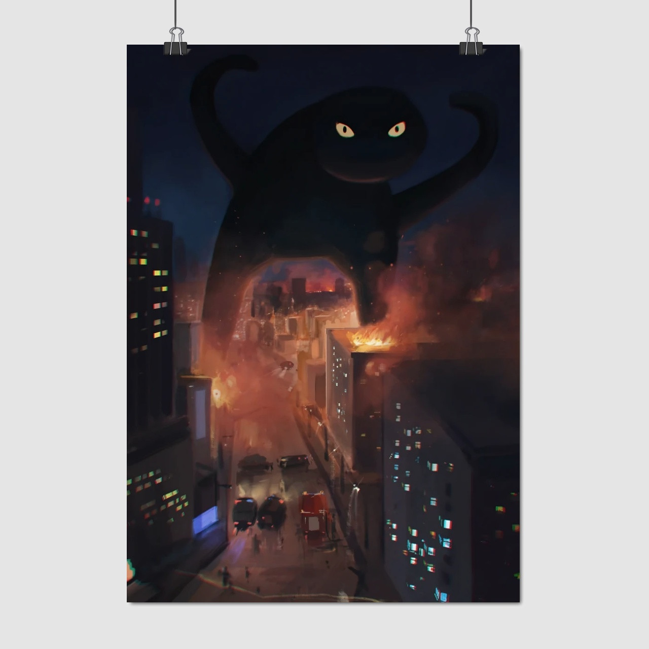 Плакат "Мем-кот ЪУЪ, котзилла, SCP", 60×42см