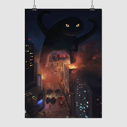Плакат "Мем-кот ЪУЪ, котзилла, SCP", 60×42см, фото 1