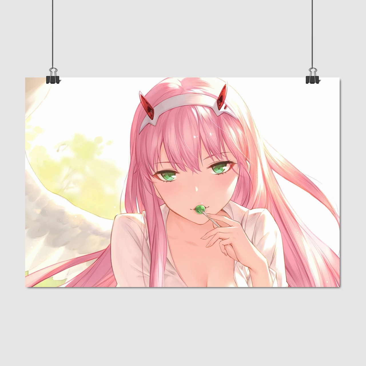 Плакат "Коханий у Франксі, Код 002, Нуль Два, Darling in the Franxx, Zero Two", 40×60см