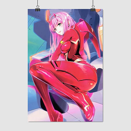 Плакат "Коханий у Франксі, Код 002, Нуль Два, Darling in the Franxx, Zero Two", 60×40см, фото 1