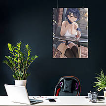 Плакат "Аніме, дівчина за столиком кафе", 60×43см, фото 3