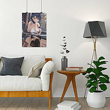 Плакат "Аніме, дівчина за столиком кафе", 60×43см, фото 4