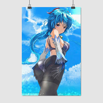 Плакат "Аніме, дівчина з синім волоссям", 60×40см, фото 1
