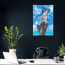 Плакат "Аніме, дівчина з синім волоссям", 60×40см, фото 3