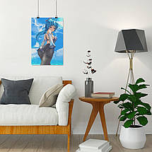 Плакат "Аніме, дівчина з синім волоссям", 60×40см, фото 4