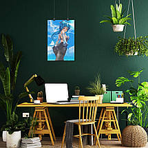 Плакат "Аніме, дівчина з синім волоссям", 60×40см, фото 5