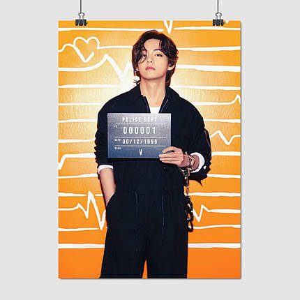 Плакат "БТС, Кім Техьон, Ві, Bangtan Boys, BTS, Kim Taehyung", 60×43см, фото 1