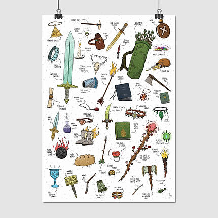 Плакат "Ігрові ДНД-предмети, DnD", 60×43см, фото 1