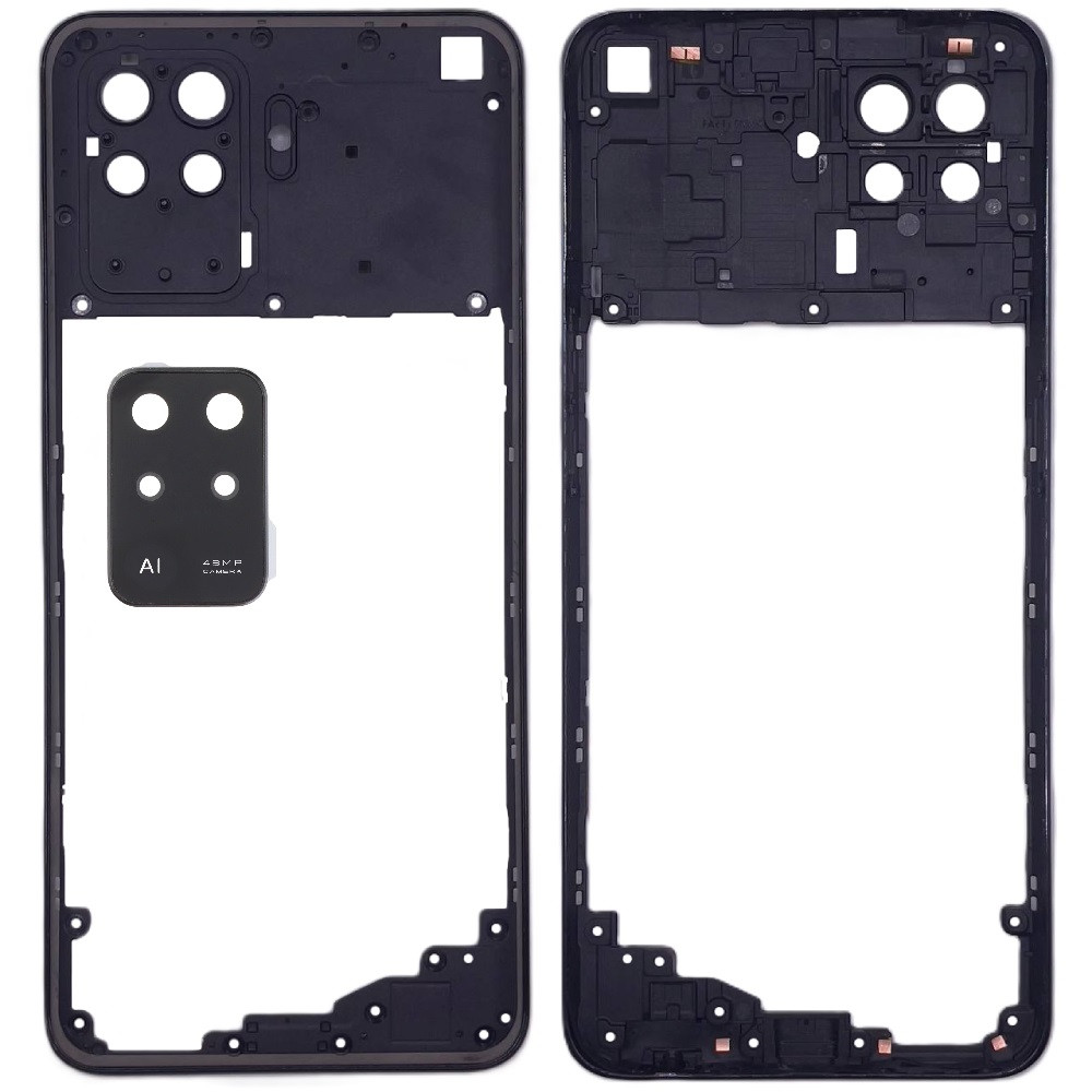 Рамка корпусу Oppo A94 4G чорна, Fluid Black + скло камери