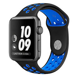 Ремінець Apple Watch 38/40mm Nike Sport Band Black/Blue (size S)
