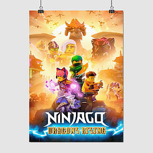 Плакат "Ніндзяго: Повстання драконів, Ninjago: Dragons Rising (2023)", 60×43см