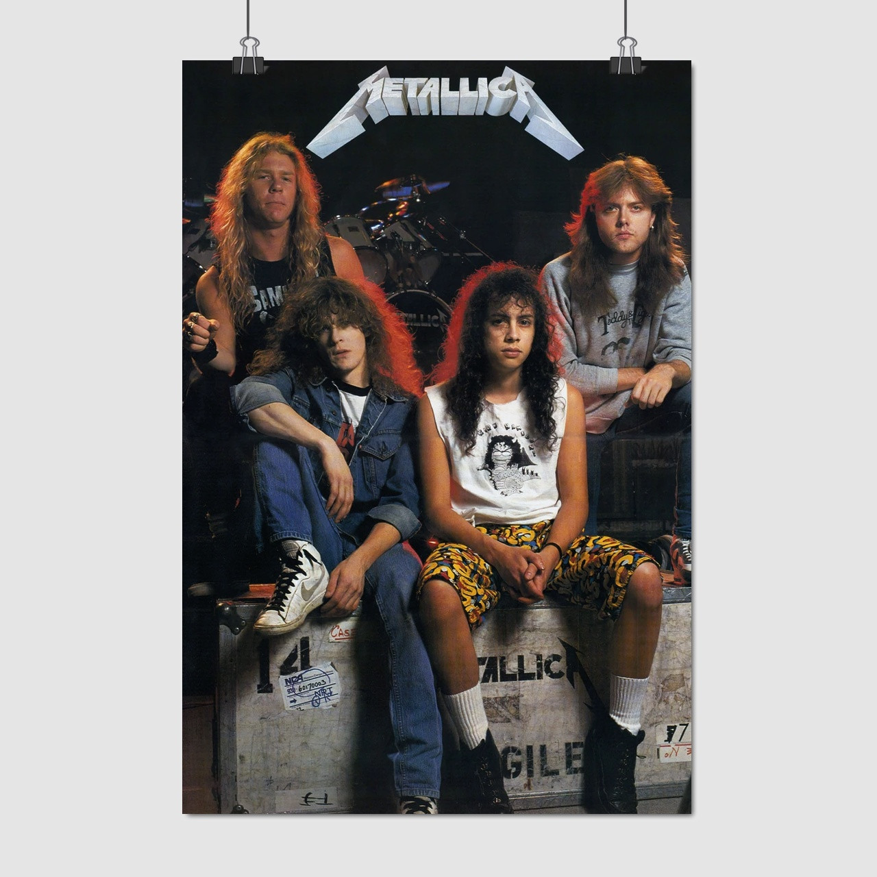 Плакат "Кірк Геммет, Джеймс Гетфілд, Metallica (1984)", 60×41см