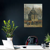 Картина на полотні "Ван Гог, Вихід із протестантської церкви, Vincent van Gogh, Church at Nuenen", 60×47см, фото 5