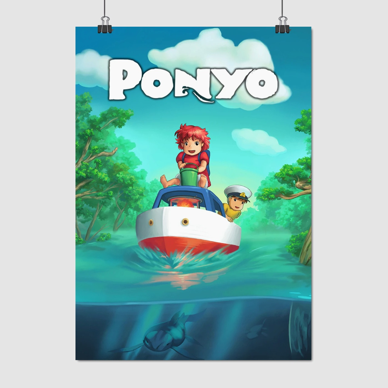 Плакат "Рибка Поньо на кручі, Ponyo", 60×43см