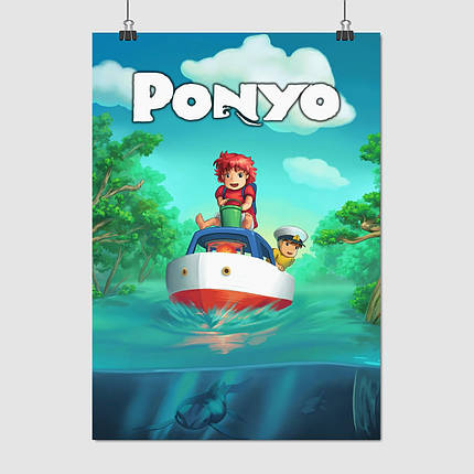 Плакат "Рибка Поньо на кручі, Ponyo", 60×43см, фото 1