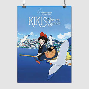 Плакат "Служба доставки Кікі, аниме, Хаяо Міядзакі, Kiki’s Delivery Service (1989)", 60×43см