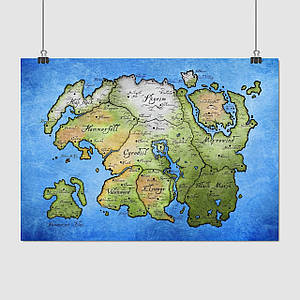 Плакат "Тамріель, карта, Tamriel, Elder Scrolls, TES", 43×60см
