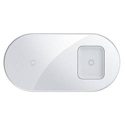 Бездротовий зарядний пристрій Baseus Simple 2in1 Wireless Charger 18W Max для iPhone/Airpods Біле (WXJK-02)