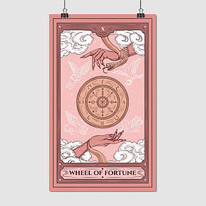 Плакат "Колесо Долі, карта Таро, 10 - Wheels Of Fortune", 60×36см