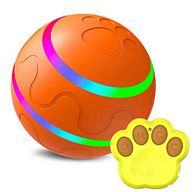 Інтерактивна USB іграшка м'ячик, що обертається на пульту AUTO PET TOY BALL для собак помаранчевий