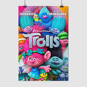 Плакат "Тролі, мультфільм, Trolls", 60×40см