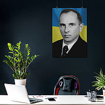 Плакат "Степан Андрійович Бандера, ч\б, прапор України, Stepan Bandera", 60×42см, фото 4
