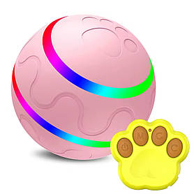 Інтерактивна USB іграшка м'ячик, що обертається на пульту AUTO PET TOY BALL для собак рожевий