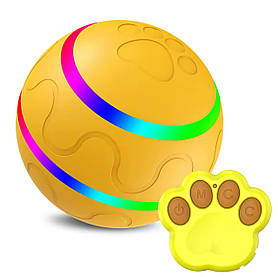 Інтерактивна USB іграшка м'ячик, що обертається на пульту AUTO PET TOY BALL для собак жовтий