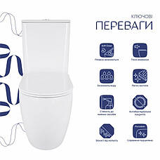 Унітаз підлоговий Qtap Robin New Ultra Quiet безобідковий із сидінням Soft-Close WHITE QT13226083AW, фото 4