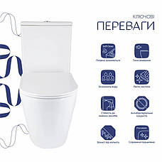 Унітаз підлоговий Qtap Vlasta Ultra Quiet безобідковий із сидінням Soft-close WHITE QT28228300W, фото 4