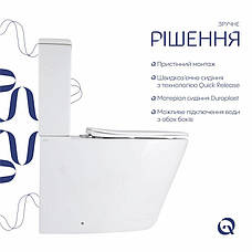 Унітаз підлоговий Qtap Vlasta Ultra Quiet безобідковий із сидінням Soft-close WHITE QT28228300W, фото 5