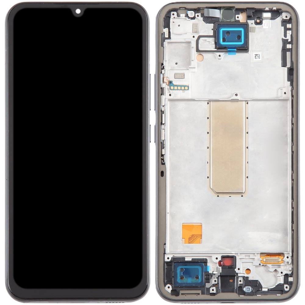 Дисплей Samsung A346 Galaxy A34 чорний, OLED (Small LCD), з рамкою сріблястого кольору, Silver, фото 1