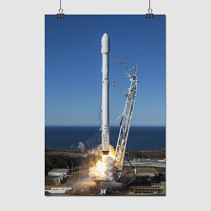 Плакат "Космічна ракета-носій Falcon 9, SpaceX", 60×40см, фото 1