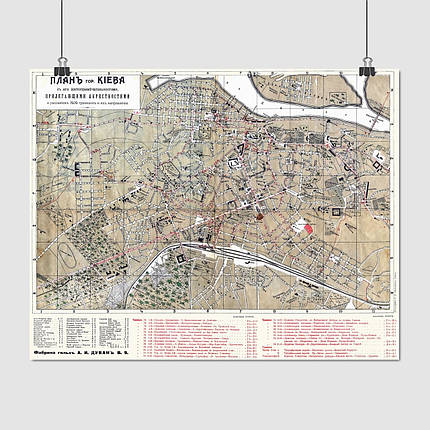 Плакат "План міста Києва 1913 року", 60×76см, фото 1